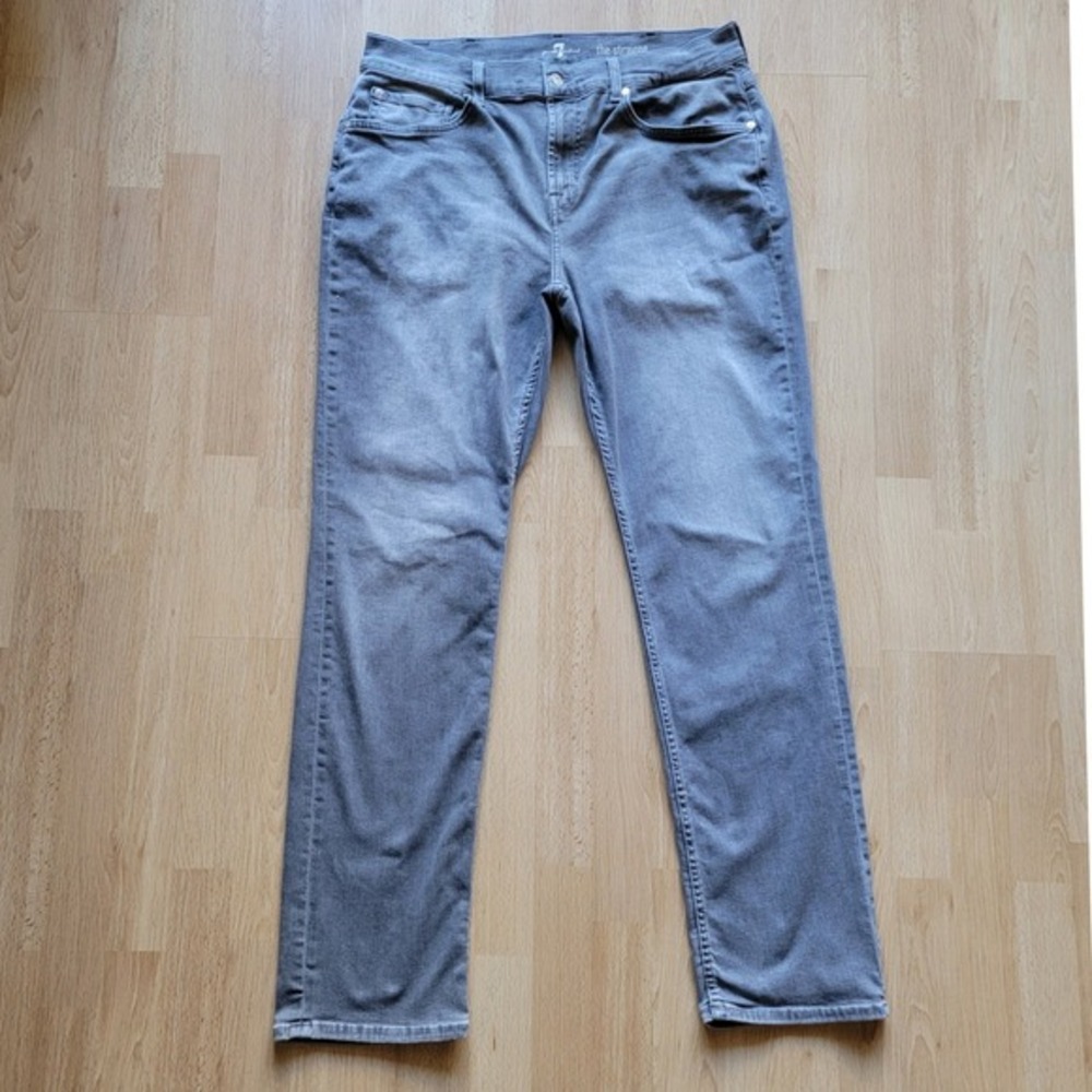 7‎ For All Mankind The Straight Mens Grey Stretch Denim Jeans Size 36